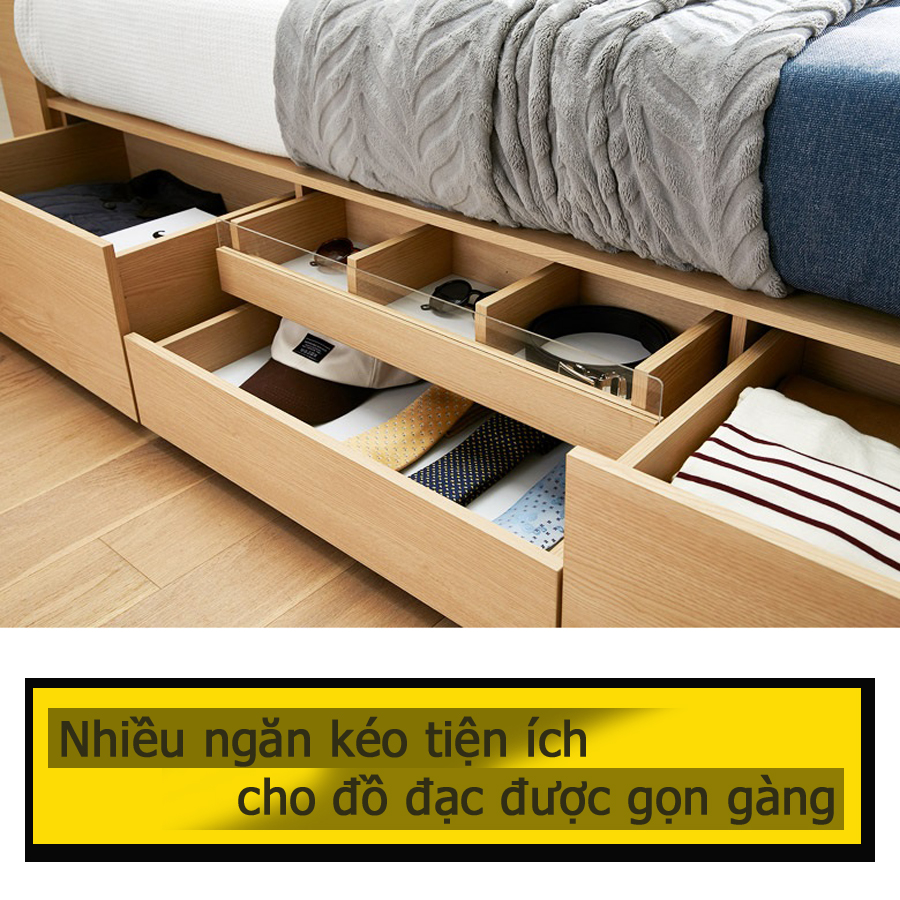 Các ngăn kéo được chia nhỏ với kích cỡ khác nhau cho vật dụng