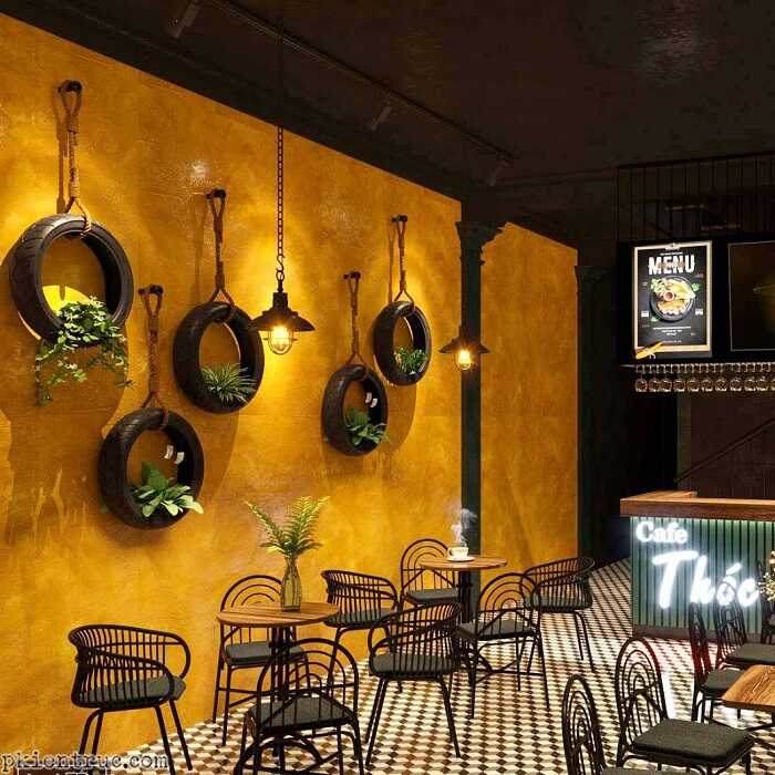 Bàn ghế quán cafe Đà Nẵng phong cách retro 