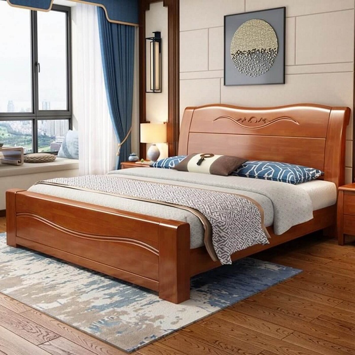 Gỗ trầm hương làm giường ngủ giá rẻ với thiết kế đơn giản